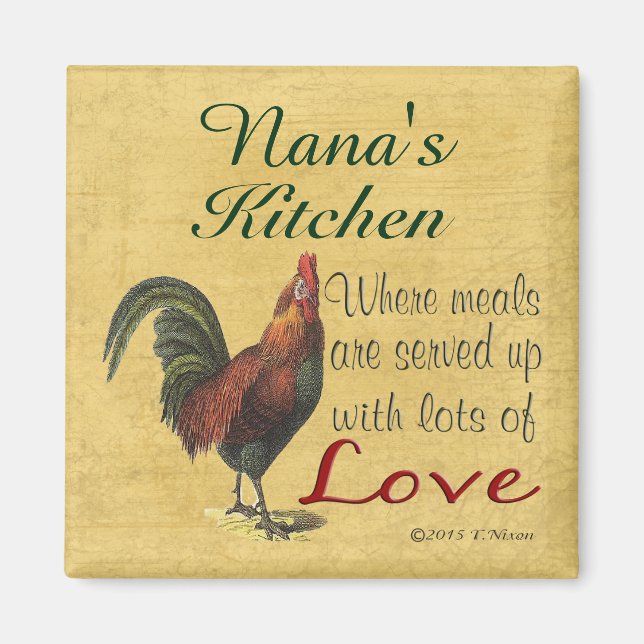 Aimant frigorifique de cuisine du coq Nana (Devant)