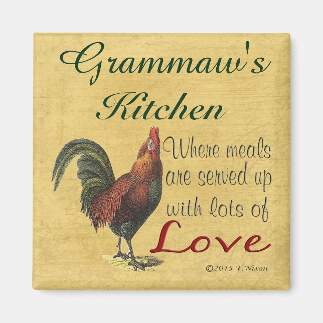 Aimant frigorifique de cuisine Grammaw Rooster (Devant)