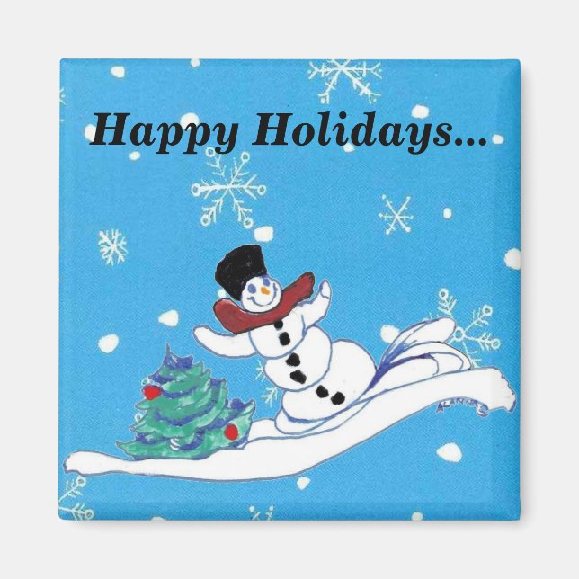 Aimant frigorifique de Noël Snowman (Devant)