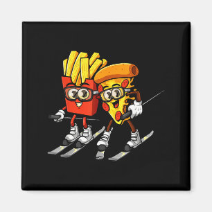 Aimant Frites pizza ski drôle skieur restauration rapide