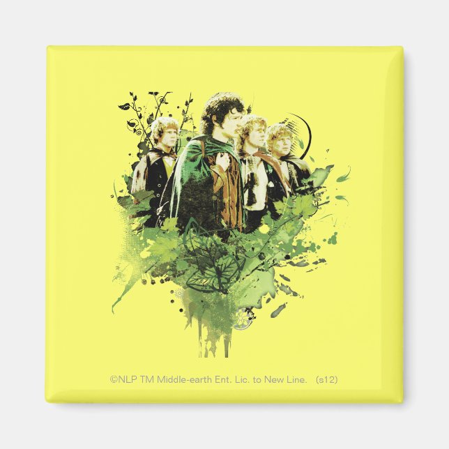 Aimant FRODO™ avec Hobbits Vector Collage (Devant)