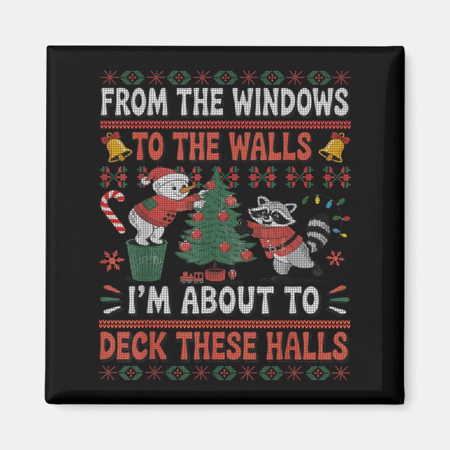 Aimant From The Windows To The Walls Raccoon Christmas Ug (Devant)
