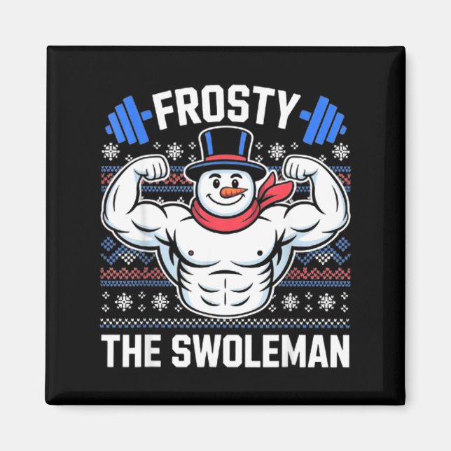 Aimant Frosty The Swoleman Funny Ugly Christmas Sweater G (Devant)