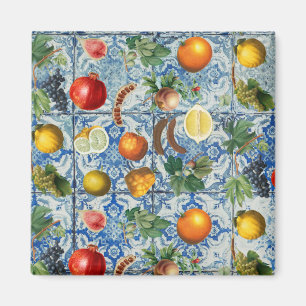 Aimant Fruit d'été méditerranéen & Mosaïque Bleue Bl