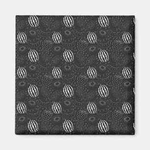 Aimant Fruit sans couture motif noir et blanc Tropical