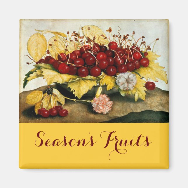 AIMANT FRUITS DE SAISON / CHERRIES ET CARNATIONS (Devant)