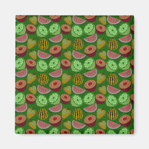 Aimant Fruits tropicaux motifs et vert arrière - plan