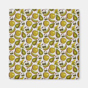 Aimant Fruits tropicaux sans couture motif jaune et blanc