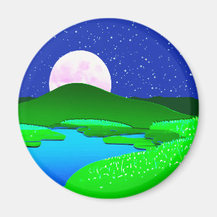 Aimant Full Moon Rising Over Green Hills  