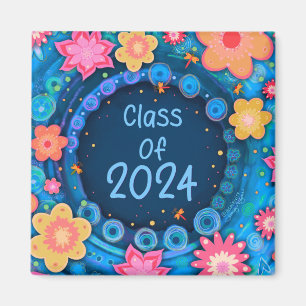 Aimant Fun Floral Girlie Classe de 2024 Inspirivity