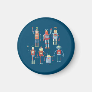 Aimant Fun Little 1950s Style Rétro Robot Motif Dark