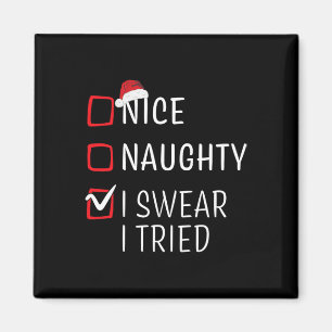 Aimant Fun Naughty Nice Noël Famille Pajama Hommes Femmes