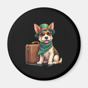 Aimant Fun Travellers Chien avec sac Graphic pour valise 