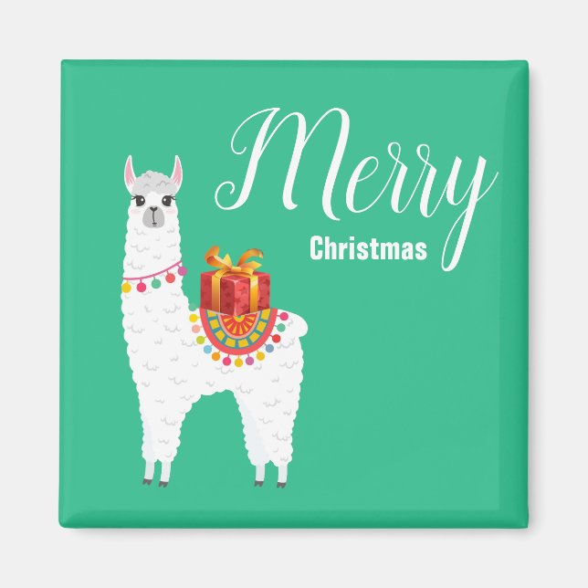 Aimant Funky Alpaca Noël jolie lama (Devant)