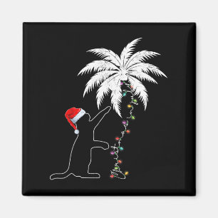 Aimant Funky Black Cat Santa Hat Hawaiian Noël À Ju