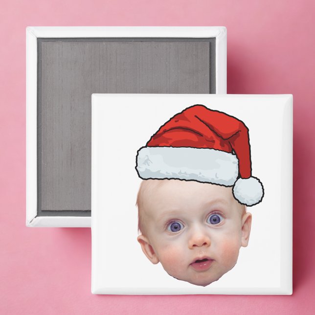 Aimant Funky Custom Face Photo Père Noël Head Christmas (Créateur téléchargé)