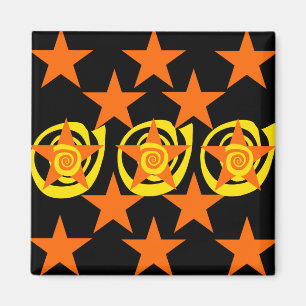 Aimant Funky Orange et Black Stars Motif
