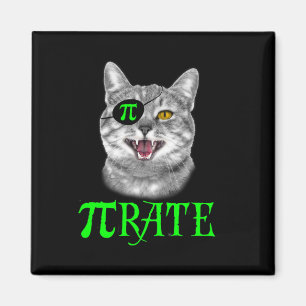 Aimant Funky Pi Day Math Science Chat Pirate Couleur