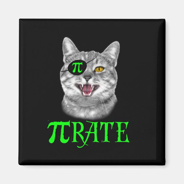 Aimant Funky Pi Day Math Science Chat Pirate Couleur (Devant)