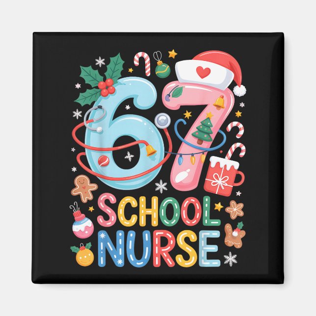 Aimant Funny 67 School Nurse Christmas Xmas Meme Holiday  (Devant)