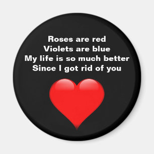 Aimant Funny Anti Valentines Day Poème Coeur rouge