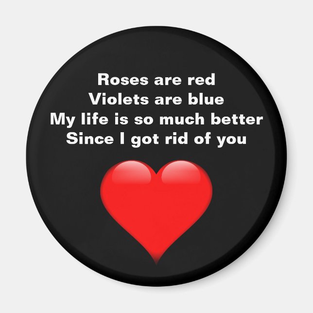 Aimant Funny Anti Valentines Day Poème Coeur rouge (Devant)