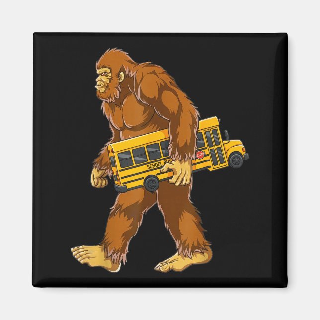 Aimant Funny Bigfoot Bus Driver Sasquatch School Bus Love (Devant)