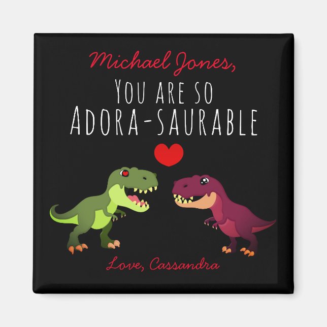 Aimant Funny Black Dinosaur Couple Pun Valentines Jour Lu (Devant)