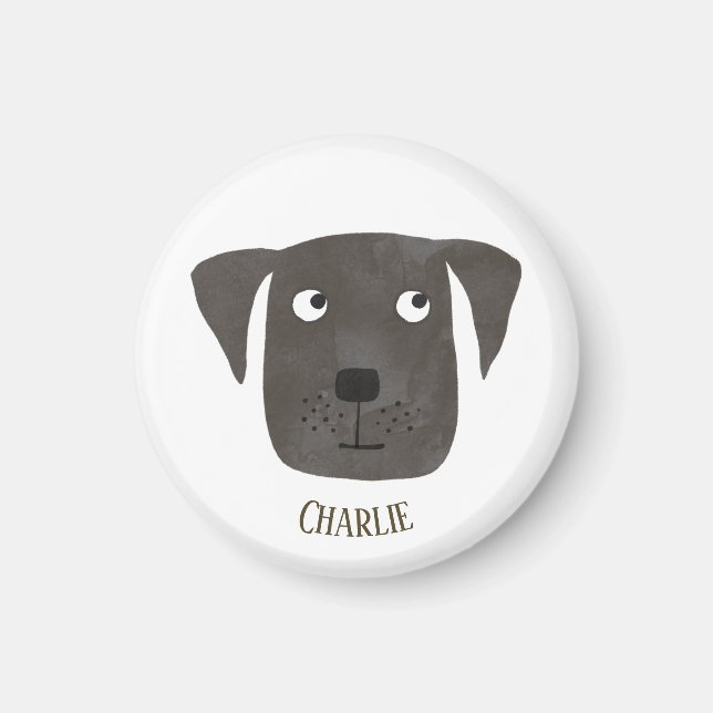 Aimant Funny Black Labrador Retriever Chien Nom personnal (Devant)