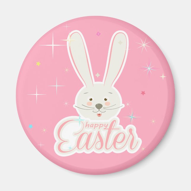 Aimant FUNNY BUNNY Happy Eogs de Pâques Hunt Party (Devant)
