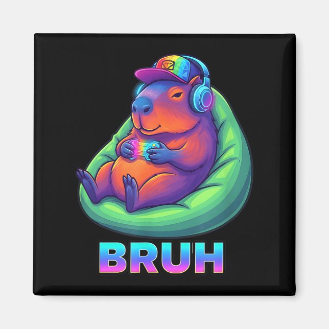 Aimant Funny Capybara Bruh Video Games Lovers  (Devant)