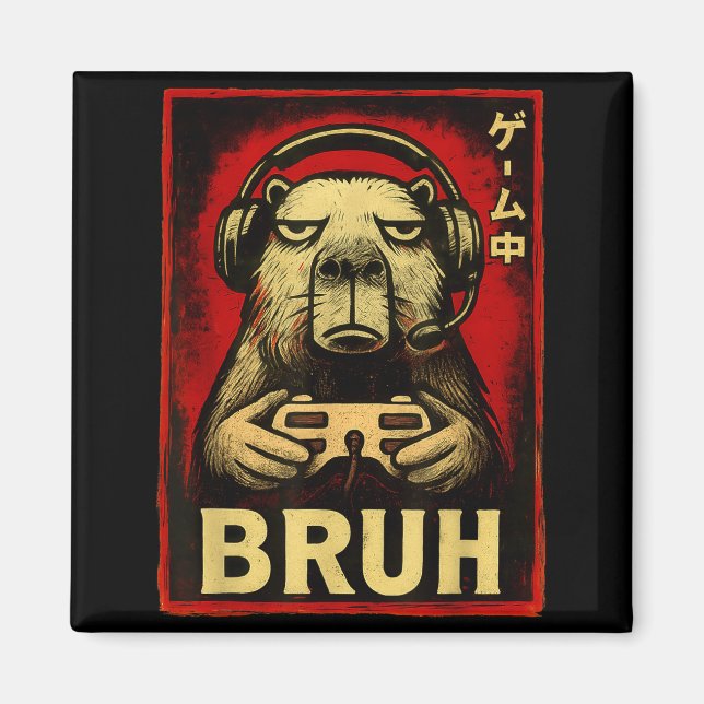 Aimant Funny Capybara Gamer Bruh Graphic Tee Men Boys Tee (Devant)