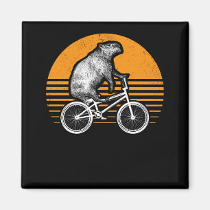 Aimant Funny Capybara vélo d'équitation Retro Capibara vé