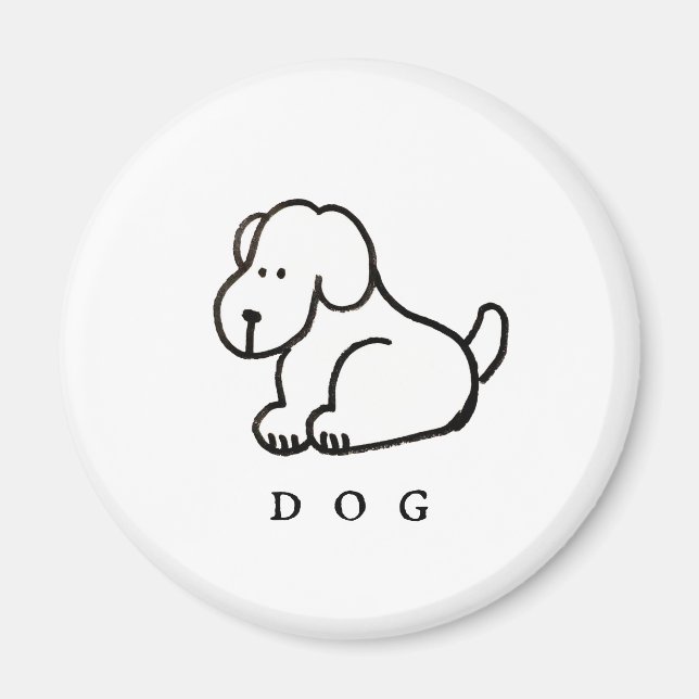 Aimant Funny Cartoon Sitting Dog (Devant)