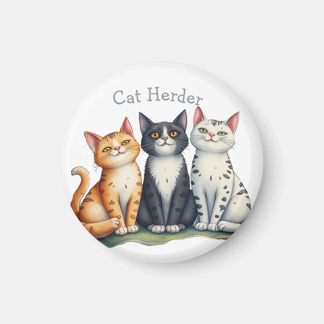 Aimant Funny Cat Herder Amoureux des chats de devis (Devant)