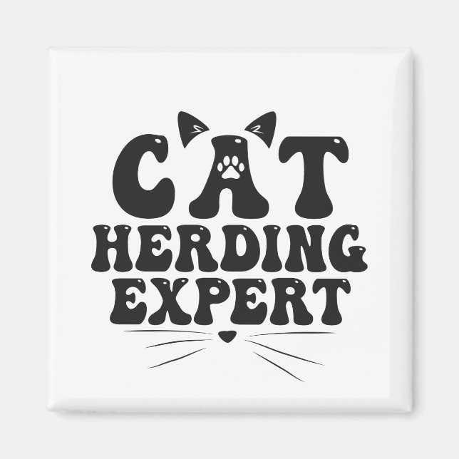 Aimant Funny Cat Herding Expert humoristique Animal Amour (Devant)
