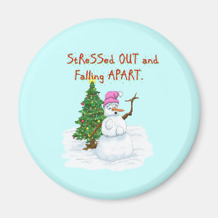 Aimant Funny Christmas cartoon of lady snowman