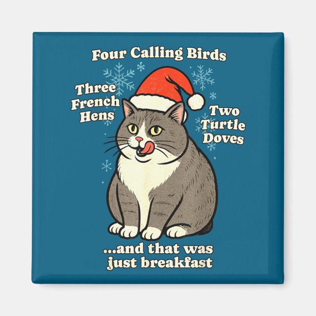 Aimant Funny Christmas Cat Meme Caroling Holiday Santa Ha (Devant)