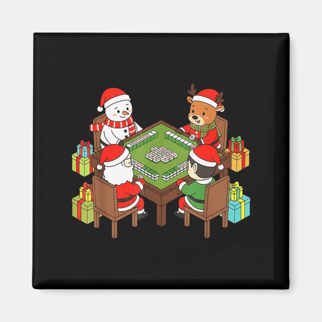 Aimant Funny Christmas Mahjong Santa Snowman Elf Reindeer (Devant)