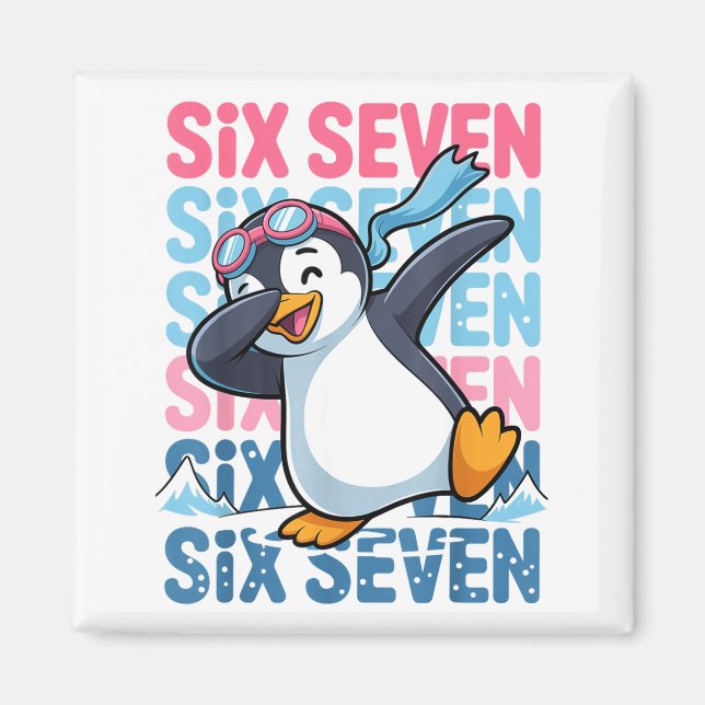 Aimant Funny Christmas Penguin Dabbing Xmas Dab Six Seven (Devant)