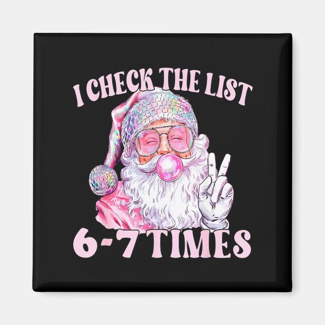 Aimant Funny Christmas Six Seven Meme Santa I Check List  (Devant)