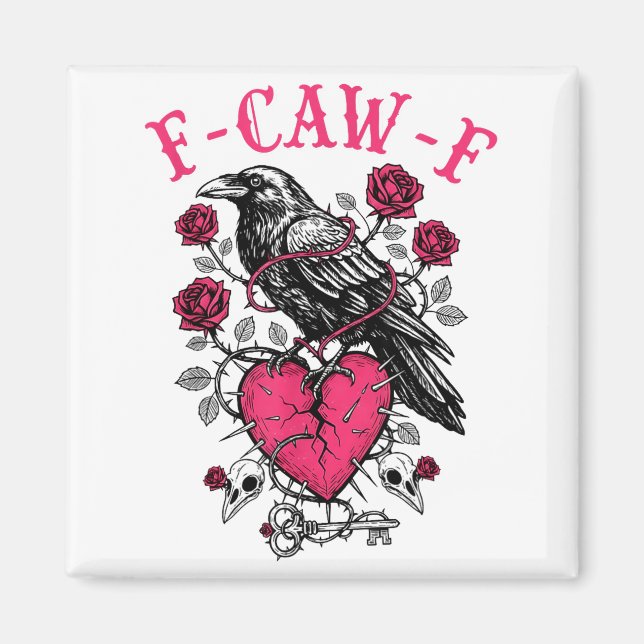 Aimant Funny Crow F-caw-f Valentines Day Black Bird Fcawf (Devant)