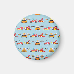 Aimant Funny Dinosaur voiture de course garçon anniversai