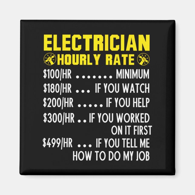 Aimant Funny Electrician Hourly Rate Pricing Chart  (Devant)