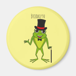 Aimant Funny frog with top hat cartoon