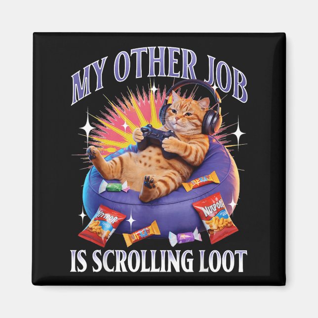 Aimant Funny Gaming Gamer Cat  (Devant)