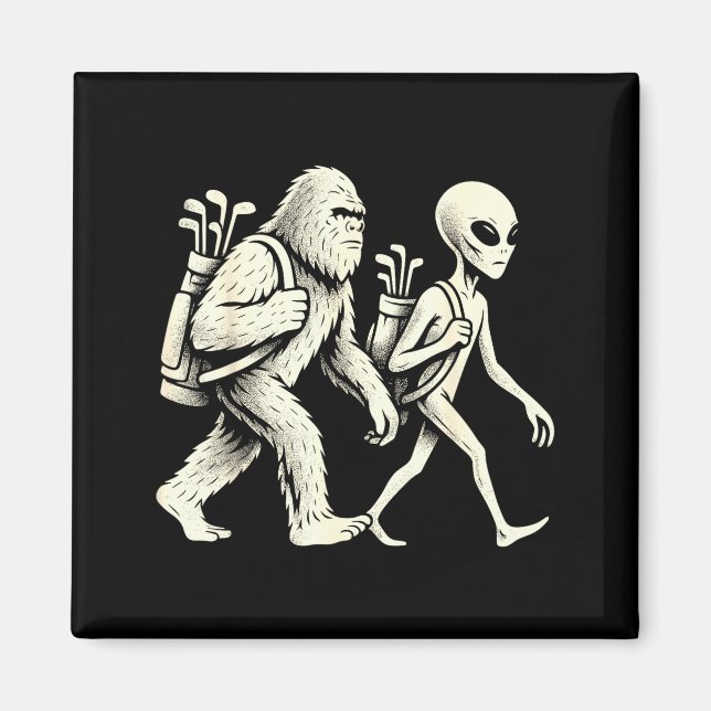 Aimant Funny Golf Bigfoot Sasquatch Alien Ufo Golfer  (Devant)