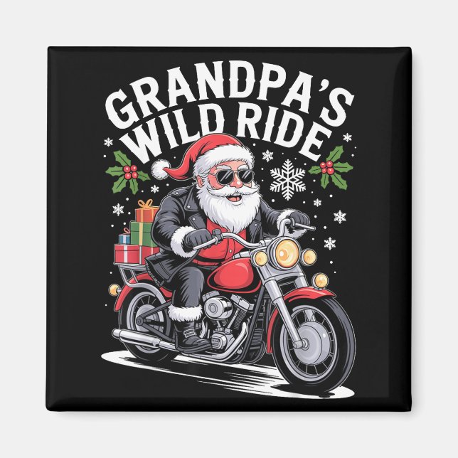 Aimant Funny Grandpa's Biker Ride Christmas Motorcycle Sa (Devant)
