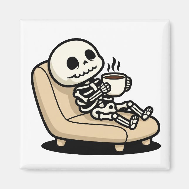 Aimant Funny Grim Reaper Drinking Coffee | "Dead Inside"  (Devant)
