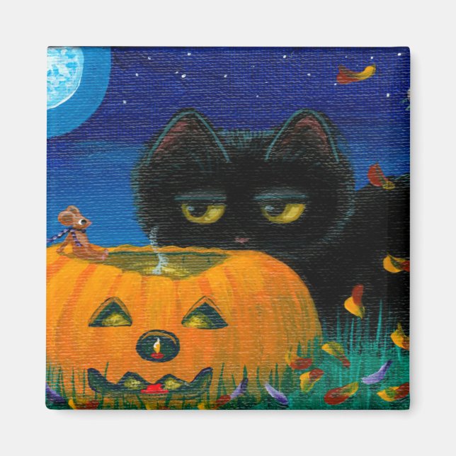 Aimant Funny Halloween Chat Automne Souris Art Créationar (Devant)